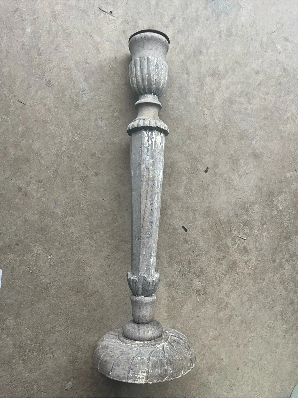 Aidan Gray 22” Candle Holder Distressed Wood White Paint Light Wood